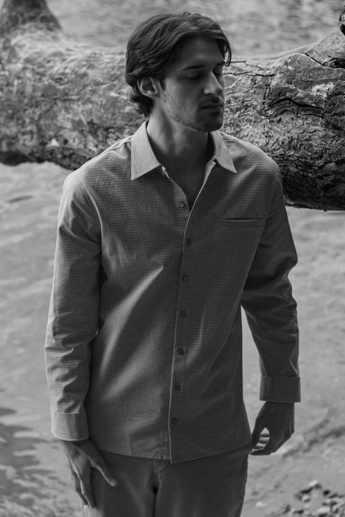 Light Grey Beige Textured Shirt