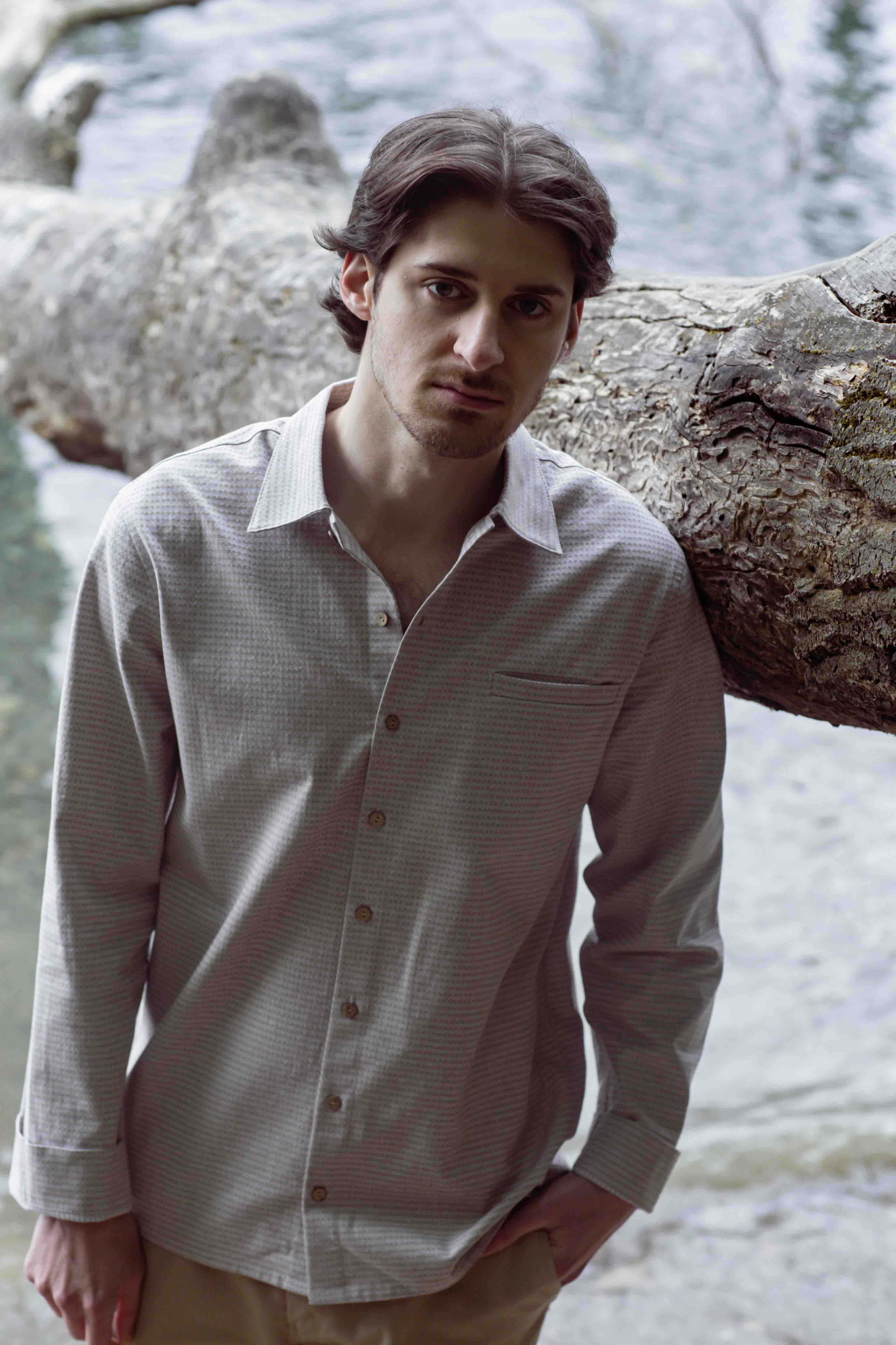 Light Grey Beige Textured Shirt