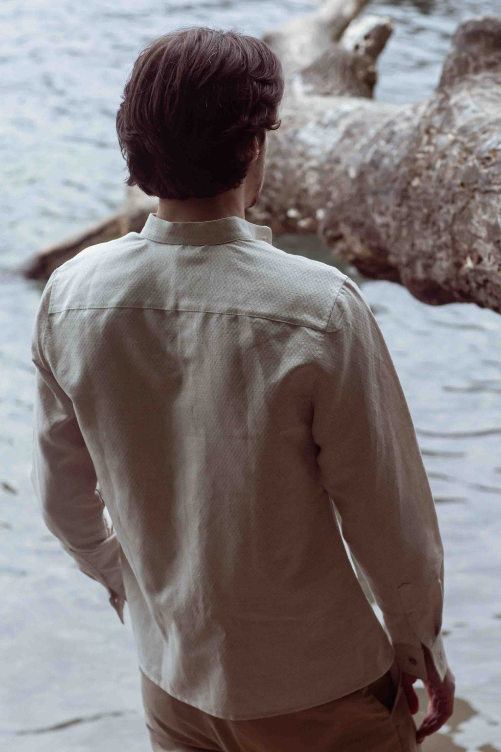 Ivory Stand Collar Shirt