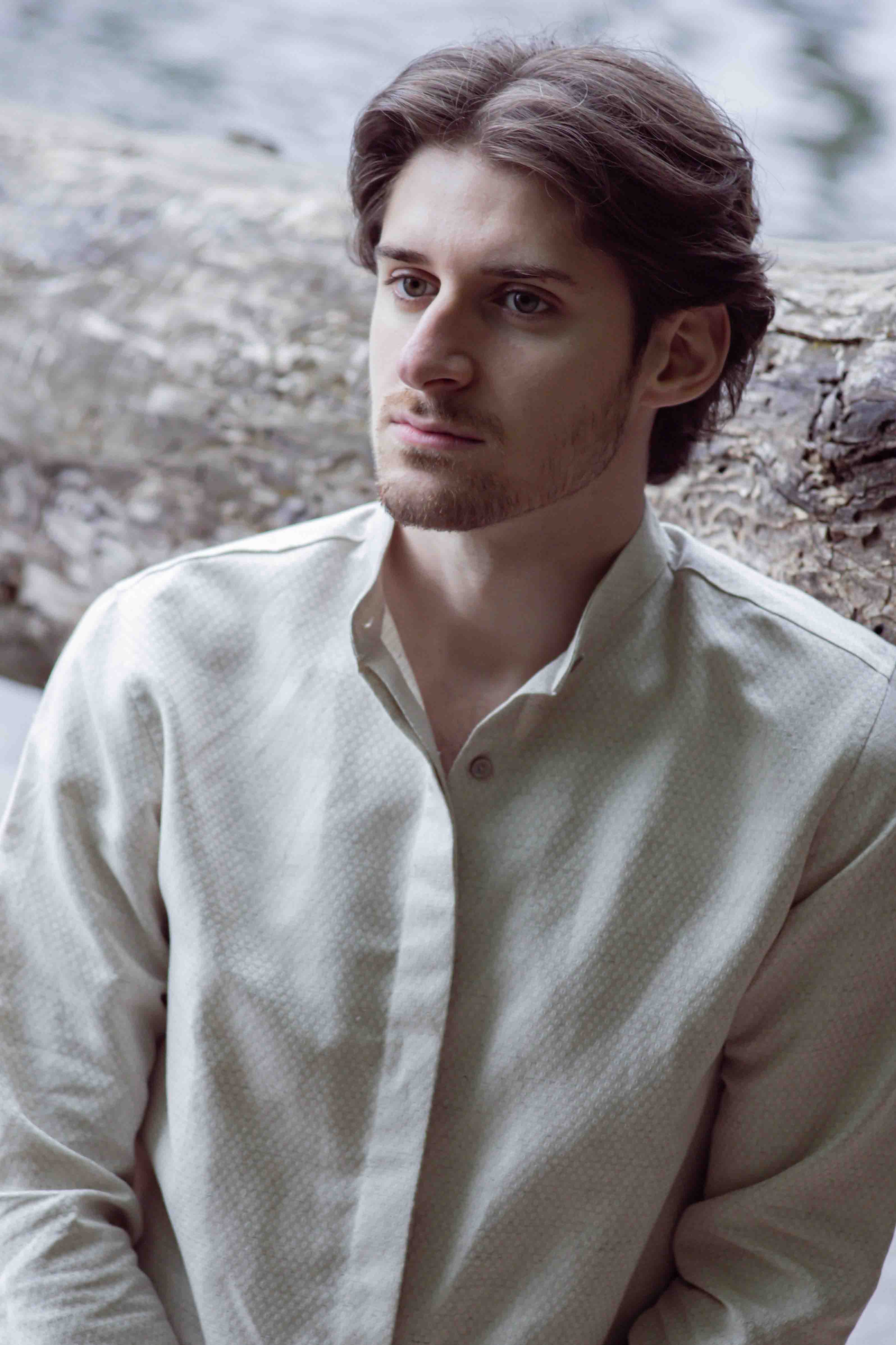 Ivory Stand Collar Shirt