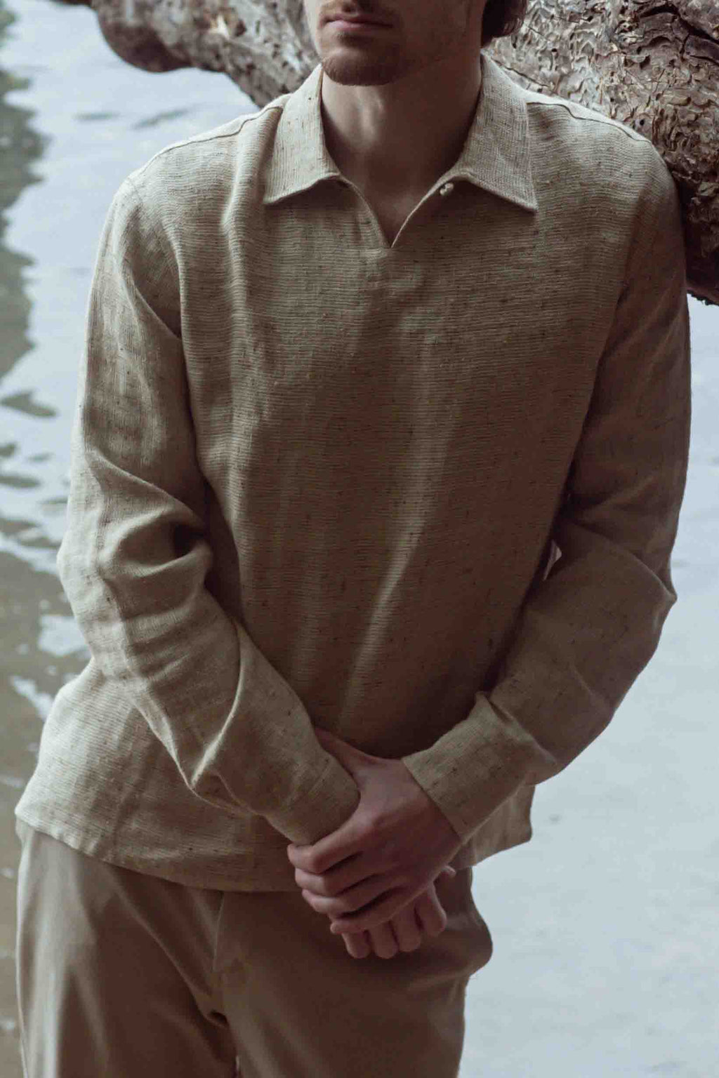 Sand Long Sleeve Polo