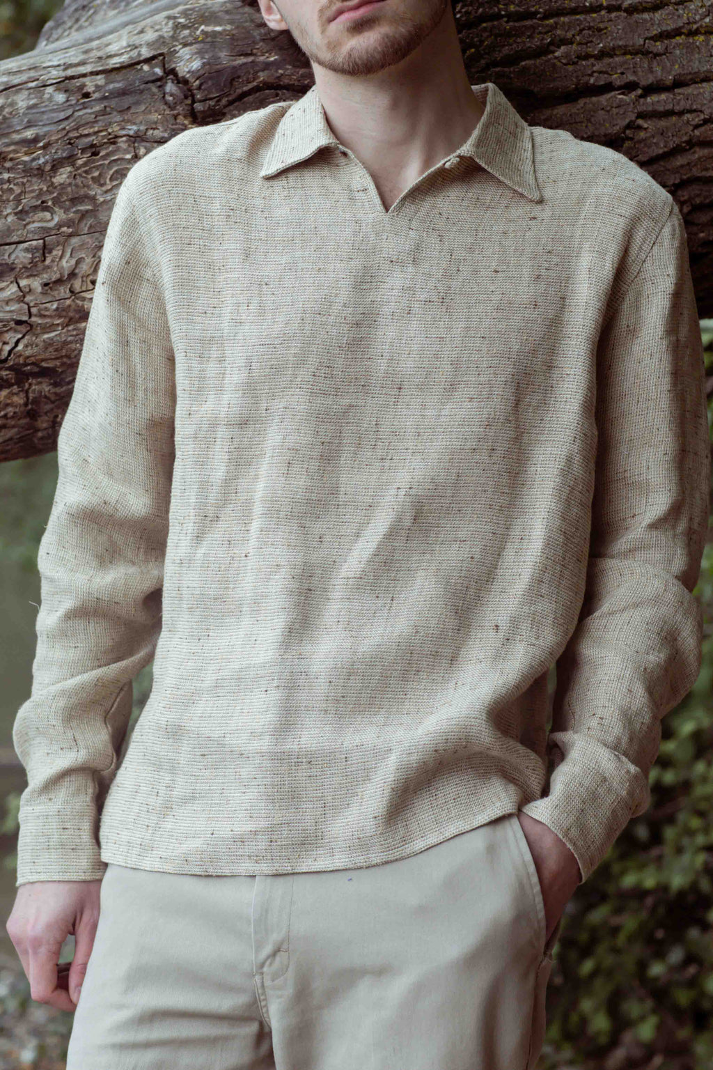 Sand Long Sleeve Polo